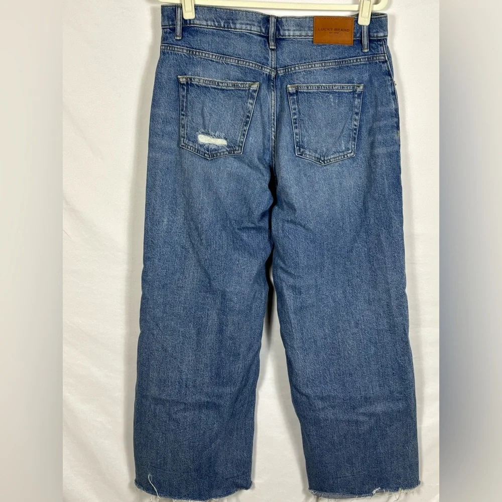 Lucky Brand Jeans Ripped Low Rise Super Wide Leg Med wash- 8/29